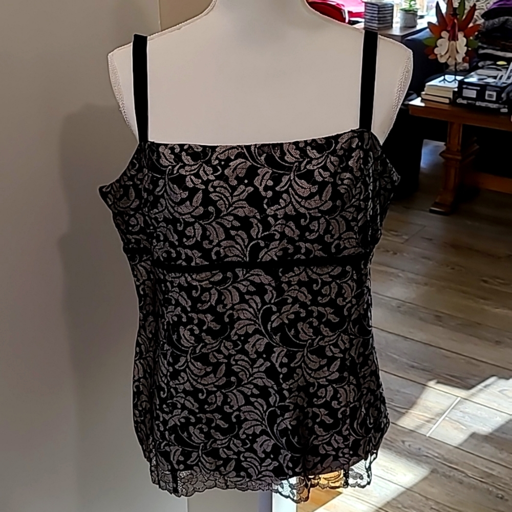 Black and Silver Lace Blouse